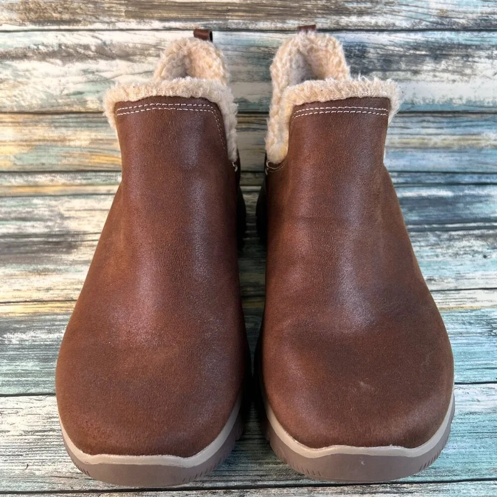 Skechers Easy Going Comfort Ankle Boot Womens 9.5 Brown Slip On Casual Walking